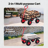 Garvee Heavy-Duty Steel Garden Dump Cart Wagon, 900 lb Capacity, 4.52 cu ft Bed - 180° Adjustable T-Handle - 10" Pneumatic Tires - Load capacity 900 lbs | Red + Black (Red color code: RAL-3003) - Red/Black