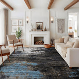 Garvee Large Area Rugs 10x13 Abstract Neutral Carpet, Non-Shedding, Machine Washable, Pearl Velvet, Non-Slip Backing, Low Pile, Grey Brown, Indoor Living Room