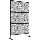 Garvee Weather-Resistant Privacy Screen for Outdoor Decor - 47"W x 72"H Galvanized Steel Decorative Panel - Freestanding Metal Divider for Patio, Balcony, Garden, Home & Kitchen - Black (ZY001)