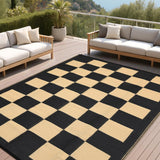 Garvee 9x12 Waterproof Outdoor Rug, Reversible Plastic Straw Patio Rug, Non-Slip Fade-Resistant Camping Mat for RV, Picnic, Deck & Backyard, Black & Coffee