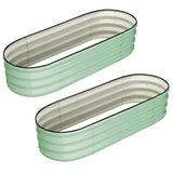 GARVEE 2-Pack Galvanized Raised Garden Bed, 4.5' × 2' × 1.5', Open-Bottom Oval Metal Planter Box with Rubber Edge, for Vegetables, Herbs & Flowers - Green(Rubber Edge)
