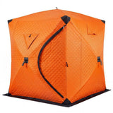 Garvee Pop-Up Ice Fishing Shelter 180x180x200cm Fiberglass Frame Quick Setup Quilted Cotton Insulation 210D Oxford Shell Wind-Stable Anchoring Solo Angler Ice Fishing - Orange