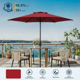 Garvee 7.5 ft Patio Table Market Umbrella - Crank Lift & Tilt - Windproof Vented Canopy - 6-Rib Iron Frame - UPF 50+ UV & Waterproof - Color: Red - Red