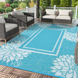 Garvee Outdoor Plastic Straw Rug 9x18 Waterproof Reversible UV Resistant Durable Patio Deck Beach Camping Mat - Blue