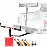 Garvee Truck Bed Extender 750lbs Load Capacity Adjustable Width & Height Heavy-Duty Steel Powder Coated Stabilizer Straps Safety Flag Fits 2" Hitch Trucks SUVs