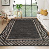 Garvee Bedroom Rug 8x10 Machine Washable Non-Slip Stain Resistant Polyester Modern Checkered Design Kids Pets Friendly Living Room Office
