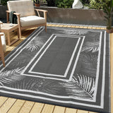 Garvee Outdoor Grey & White 9x18 Washable Camping Rug - Non-Slip, Fade-Resistant - Waterproof Plastic - Easy-Clean, Durable Edges - Patio, Beach, RV