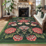 Garvee Indoor Washable Low Pile Area Rug Green Modern Printed Soft Non-Slip Foldable Portable 9x12ft Living Room Bedroom