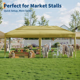 Garvee Commercial 10x20 Pop-Up Canopy Tent, Heavy-Duty 300D Oxford Waterproof Outdoor Gazebo Shelter - Steel Frame - 4 Sidewalls (2 Window + 2 Zipper) - Stakes/Ropes/Sandbags - Khaki - Khaki