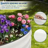 Garvee 2-Pack Oval Raised Garden Bed Kit, 4x2x1 ft - Galvanized Corrugated Steel Planter Boxes - Open Bottom Drainage - Safety Rubber Edging - White - White