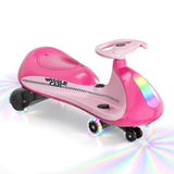 Garvee 12V Dual Drive Electric Wiggle Ride-On Car for Kids 3-8, LED Lights, Bluetooth Music, Anti-Rollover Wheels, Brushless Motor, 2 Speeds, 150Lbs Load, Indoor Outdoor Fun - Rose Red