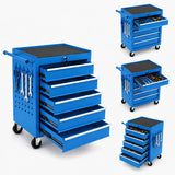 Garvee 24 in Rolling Tool Chest with Wheels, 5-Drawer Metal Tool Storage Cabinet/Toolbox - Locking System, Drawer Liners, Mobile Tool Cart for Garage Workshop - Blue