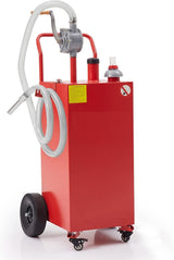 Garvee Portable Fuel Caddy Tank w/ Wheels - 40 Gallon Gas/fuel-injected Transfer & Storage - Manual Hand Pump, Fuel Nozzle, 360° Swivel Connector - for Cars/Trucks/ATVs/Boats/Lawn Mowers - Red, 40 Gallons, 4 Wheels