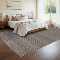Garvee Modern Striped Washable Area Rug - Low Pile Non-Slip Contemporary Carpet - Soft, Collapsible, Mark Resistant Floor Mat for Living Room, Bedroom, Dining Room, Nursery - Brown, 9x12ft (274x366cm)