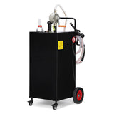 Garvee 35 Gallon Portable Fuel Caddy Heavy-Duty Gasoline Diesel Transfer Tank Manual Pump Spill-Proof Leak-Free 4-Wheel Mobile Farm Truck Boat Use - Black