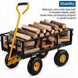 Garvee Heavy-Duty Steel Garden Dump Cart Wagon, 900 lb Capacity, 4.52 cu ft Bed - 180° Rotating Adjustable T-Handle - 10" Pneumatic Tires - Load capacity 900 lbs | Yellow + Black (Yellow handle) - Yellow/Black