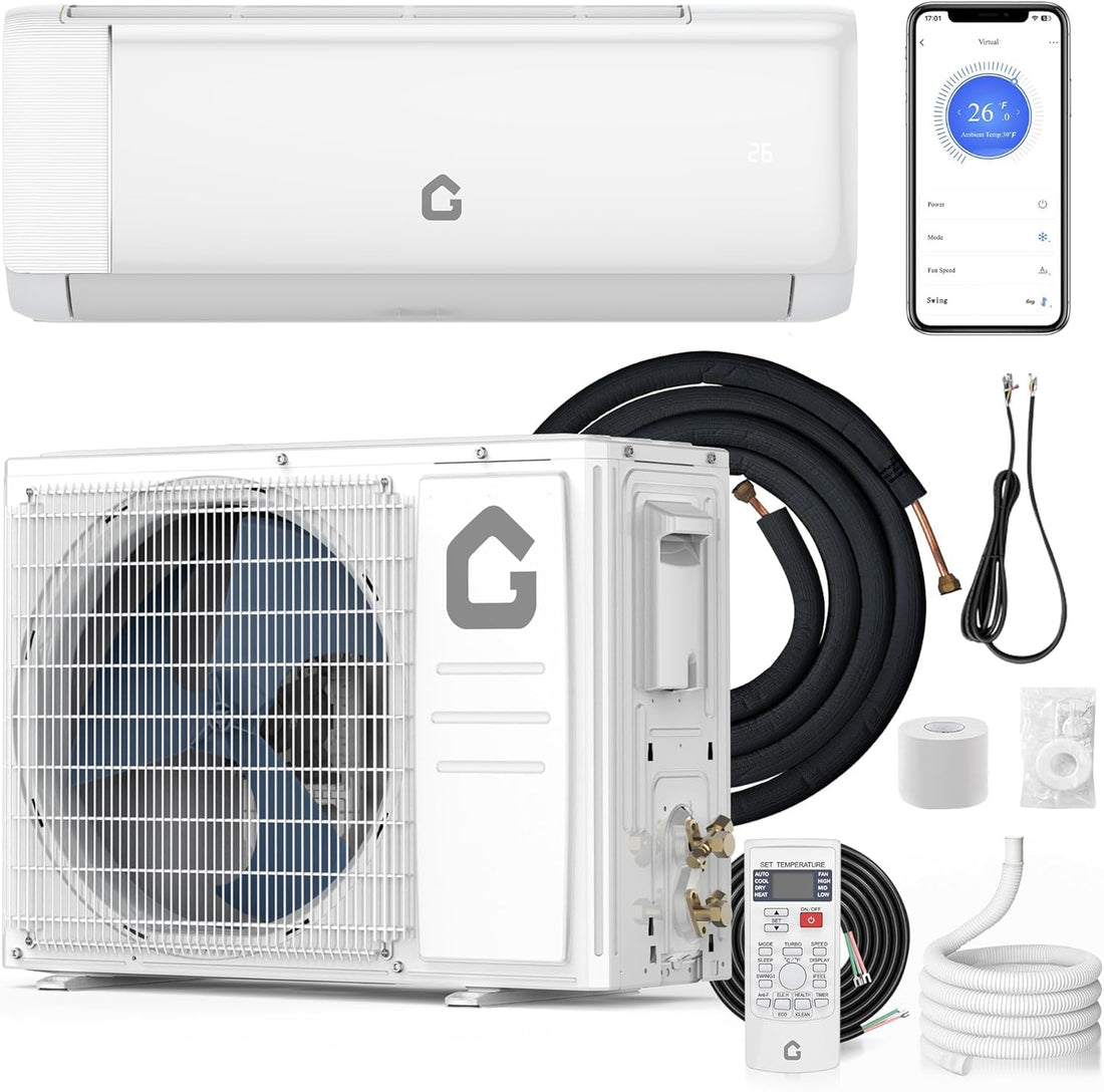 Garvee Split Air Conditioner 9000 BTU Cooling Heating 20 SEER2 WiFi Control Turbo Mode Auto Swing 208/230V Home