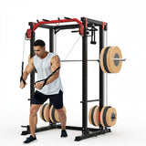 Garvee 2000LB Heavy Duty Power Rack Power Cage for Home Gym - Dual Cable Pulley System - Lat Pulldown & Low Row - Pull-Up & Dip Station - Red/Black - Red