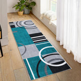 Garvee Modern Turquoise 2x6 Runner Rug Geometric Non Slip Washable Soft Low Pile Turquoise Hallway Living Room Bedroom