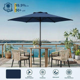 Garvee 7.5 ft Patio Table Market Umbrella - Crank Lift & Tilt - 6-Rib Iron Frame - UPF 50+ UV & Waterproof Canopy - For Deck/Pool/Backyard/Balcony - Color: Navy - Navy Blue