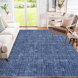 Garvee 9' × 12' Modern Minimalist Blue Large Area Rug, Washable Soft Low-Pile Non-Slip Solid Color Indoor Carpet for Living Room, Bedroom, Dining Room & Office