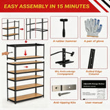 Garvee 5-Tier Heavy-Duty Freestanding Metal Storage Shelving Unit - Adjustable Boltless Utility Rack, 48" W x 24" D x 72" H - Garage/Basement/Warehouse/Pantry - Black Matte Hole Position Change, 120x60x183 - 