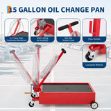 Garvee Low Profile Rolling Waste Oil Drain Pan Cart, 20 Gallon - 110V High-Current Electric Pump - 8.2 ft Hose - Heavy-Duty Oil Catch/Drain Tank for Car/Truck Garage Shop | Waistline Version | Red - Red