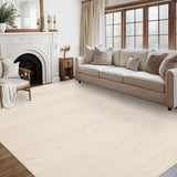 Garvee Solid Beige 10x13 Area Rug Large Washable Stain Resistant Non Slip Soft Faux Wool Durable Low Pile Polyester Home Living Room Bedroom