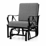 Garvee Outdoor Patio Glider Chair, Heavy Duty Metal Frame with 330 lb Capacity, Removable Washable Cushion, Smooth Quiet Rocking Motion, Ergonomic High Back and Curved Armrests, Weather Resistant Seating for Porch Garden Balcony Poolside, Dark Gray - Dark Gray