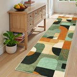 Garvee Runner Rug 2x6, Boho Geometric Print, Soft Low Pile, Non-Slip TPR Backing, Polyester, Washable, Durable, Entryway Kitchen Bedroom