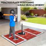 Garvee Non-Slip Baseball/Softball Batting Mat with Home Plate - 6.5 x 4 ft Batter’s Box Turf for Indoor/Outdoor Batting Cage Practice - Thick Durable Training Pad - Red, 6.5*4FT