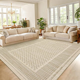 Garvee Checkered Area Rug 5x7 Modern Geometric Design Non-Slip Backing Pearl Velvet Soft Low Pile Polyester Indoor Living Room Kitchen