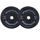 Garvee Crumb Rubber Bumper Weight Plates (Pair) - International Sports Games 2-Inch Barbell Plates, High-Bounce & Drop-Safe for Weightlifting/Strength Training, 10 lb Pair - Color: Black+Gray Dots - Printed: WEIGHT PLATES 10LB - Black+Gray