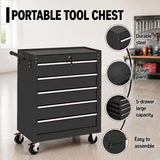 Garvee 24 in Rolling Tool Chest with Wheels, 5-Drawer Metal Tool Storage Cabinet/Toolbox - Locking System, Drawer Liners, Mobile Tool Cart for Garage Workshop - Black - Black
