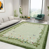 Garvee 9' × 12' Botanical Floral Area Rug, Green, Washable Soft Low-Pile with Non-Slip Backing for Living Room, Bedroom & Dining Room