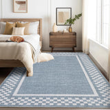 Garvee Washable Area Rug 4x6 - Soft, Low Pile, Non Slip Backing - Durable, Stain Resistant - Blue - Living Room, Nursery, Kitchen