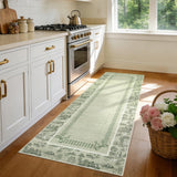 Garvee 2' × 6' Ink-Wash Abstract Runner Rug, Gray Green, Washable Soft Low-Pile with Non-Slip Backing for Hallway, Kitchen & Entryway