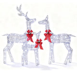 Garvee 3 Piece Lighted Christmas Deer Family Set Gold Glitter LED Lights Weather-Resistant Wire Frame Outdoor Holiday Yard Decor