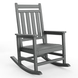 Garvee Adirondack Outdoor Rocking Chair HDPE Plastic Weatherproof Wide Armrests Ergonomic Design Easy Assembly Grey Patio Deck Lawn - Grey