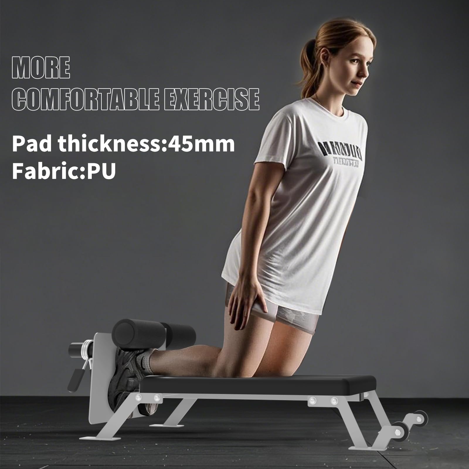 Garvee Nordic Curl Machine Adjustable Hamstring & Glute Bench with Wheels for Home Gym 45.9x18x13.7 inch White