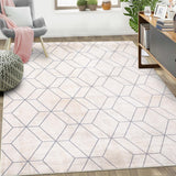 Garvee Washable 5x7 Living Room Rug - Modern Geometric, Non-Slip TPR Backing, Soft Faux Wool, Foldable, Durable Polyester Fiber, Beige, Kitchen & Office
