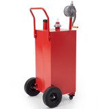 Garvee Portable Fuel Caddy Tank w/ Wheels - 35 Gallon Gas/fuel-injected Transfer & Storage - Manual Hand Pump, Fueling Nozzle, 360° Swivel Connector - for Cars/ATVs/Boats/Lawn Mowers/Garage/Farm - Red, 35 Gallons, 4 Wheels - Red
