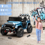 Garvee Powerful 24V 2-Seater Electric Ride On Truck for Kids – 4x4, Remote & Parental Control, 4-Wheel Suspension, 3 Speeds, Wireless Music, LED Lights – Durable Toy Car for Ages 3-8 – Lake Blue - Lake Blue