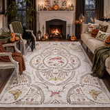 Garvee 5' × 7' Mushroom Area Rug, Washable Non-Slip Low-Pile Gothic Rug for Living Room, Bedroom & Dining Room, Beige