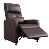 Garvee Power Recliner Chair, Adjustable Electric Recliner Ergonomic Overstuffed PU Leather Single Sofa, Tall Back, Padded Seat, 2 Side Pockets and USB Port, Home Theater Seating for Living Room, Brown