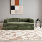 Garvee Convertible Futon Sofa Bed 78" Corduroy 5-in-1 Adjustable Green Living Room Lounge - Green - Double