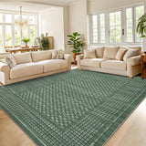 Garvee Checkered Area Rug 5x7 Modern Geometric Non-Slip Low Pile Pearl Velvet Polyester Washable Indoor Living Room Kitchen