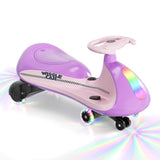 Garvee 12V Dual Drive Electric Wiggle Ride On Car for Kids 3-8, LED Lights, Bluetooth Music, Anti-Rollover Wheels, Brushless Motor, 2 Speeds, 150Lbs Load, Indoor Outdoor Fun - Purple
