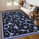 Garvee 5x7 Floral Area Rug for Living Room Girls Playroom, Machine Washable, Stain Resistant, Low Pile, Non Slip, Folding Carpet