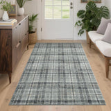 Garvee Washable Tartan Plaid Area Rug 3x5 Low Pile Soft Stain Resistant Non Slip Rubber Backing Entryway Living Room Bedroom, Grayish Green